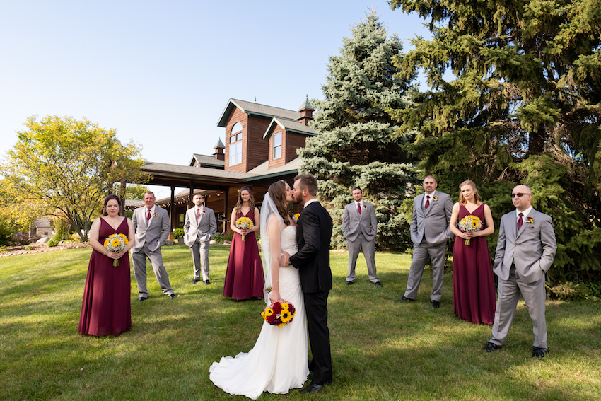 fenton winery bridal party outside