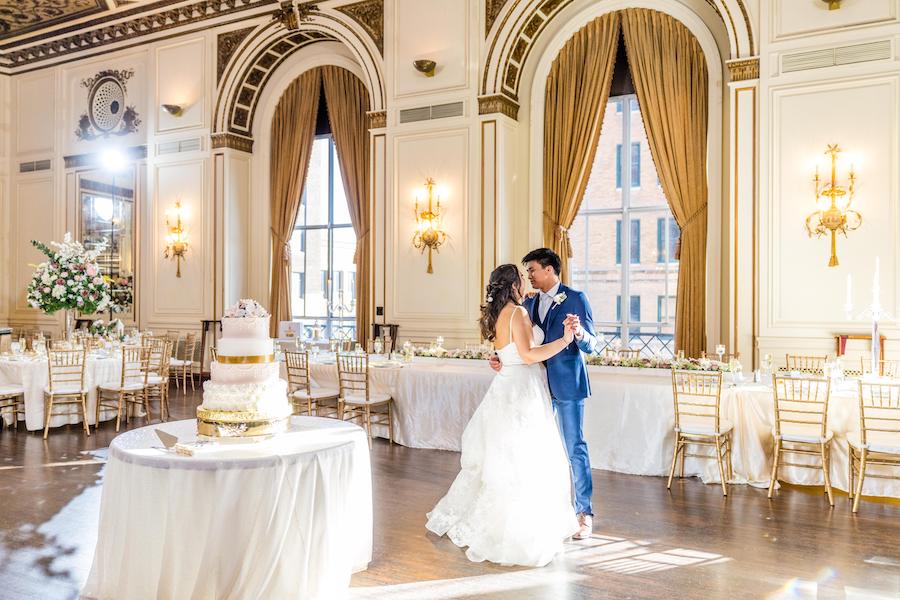 dancing at wedding reception at colony club wedding venues in metro Detroit