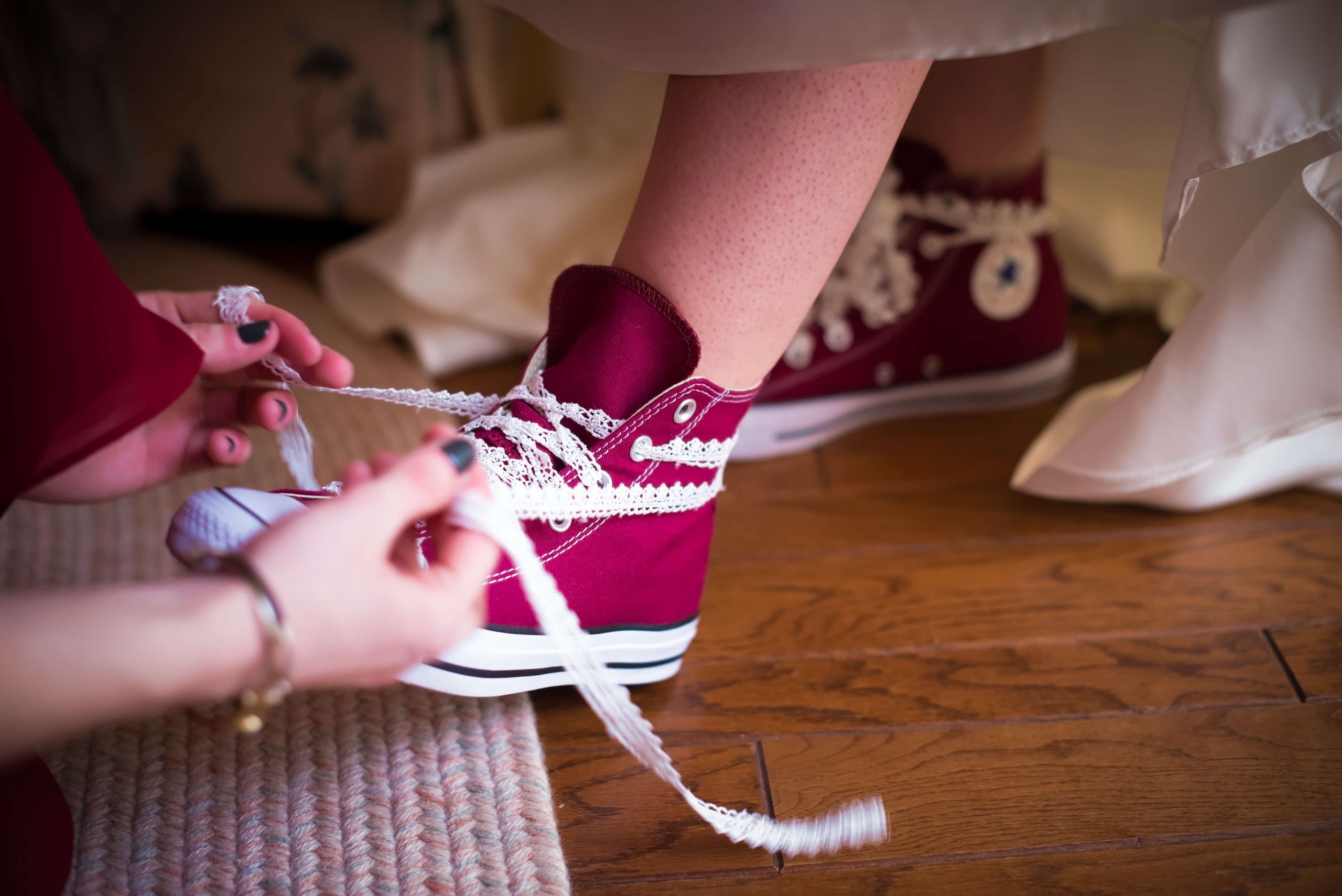 bride lacing converse sneakers