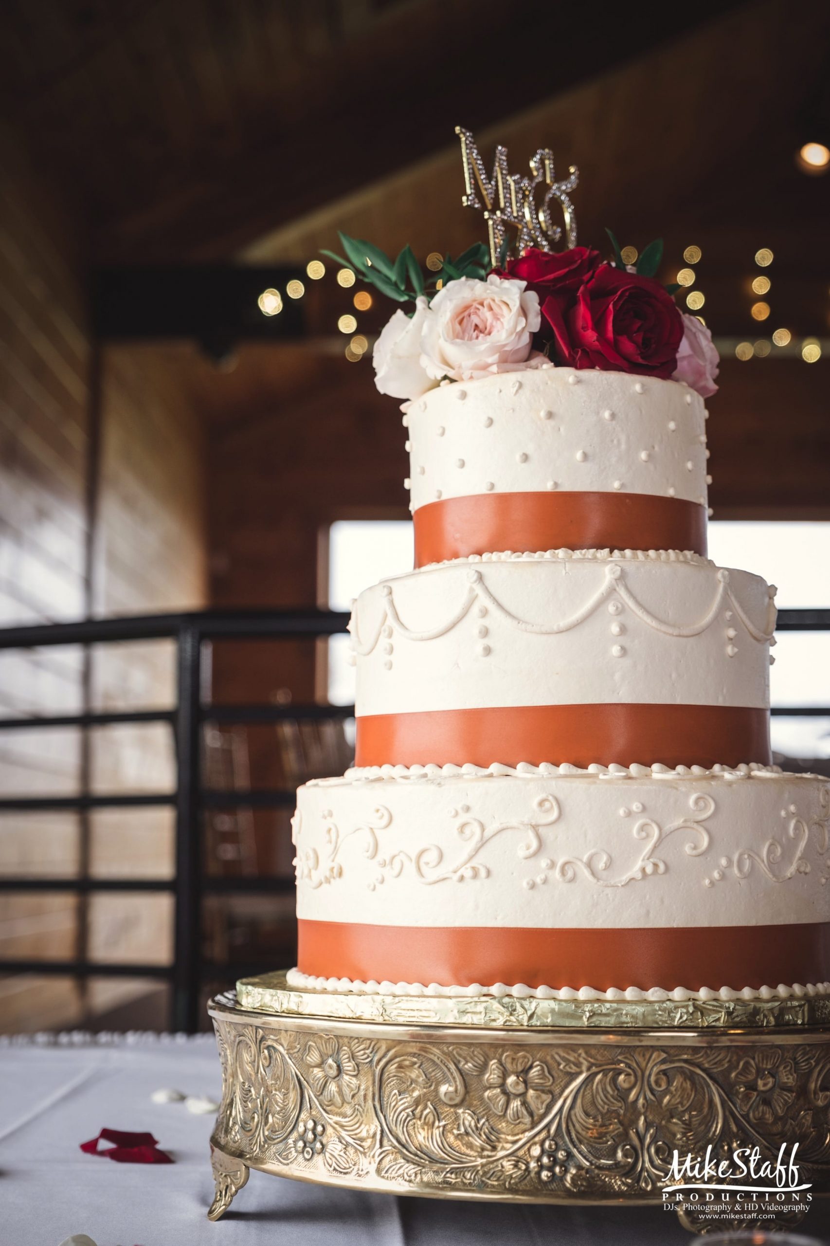 wedding cake with orange details