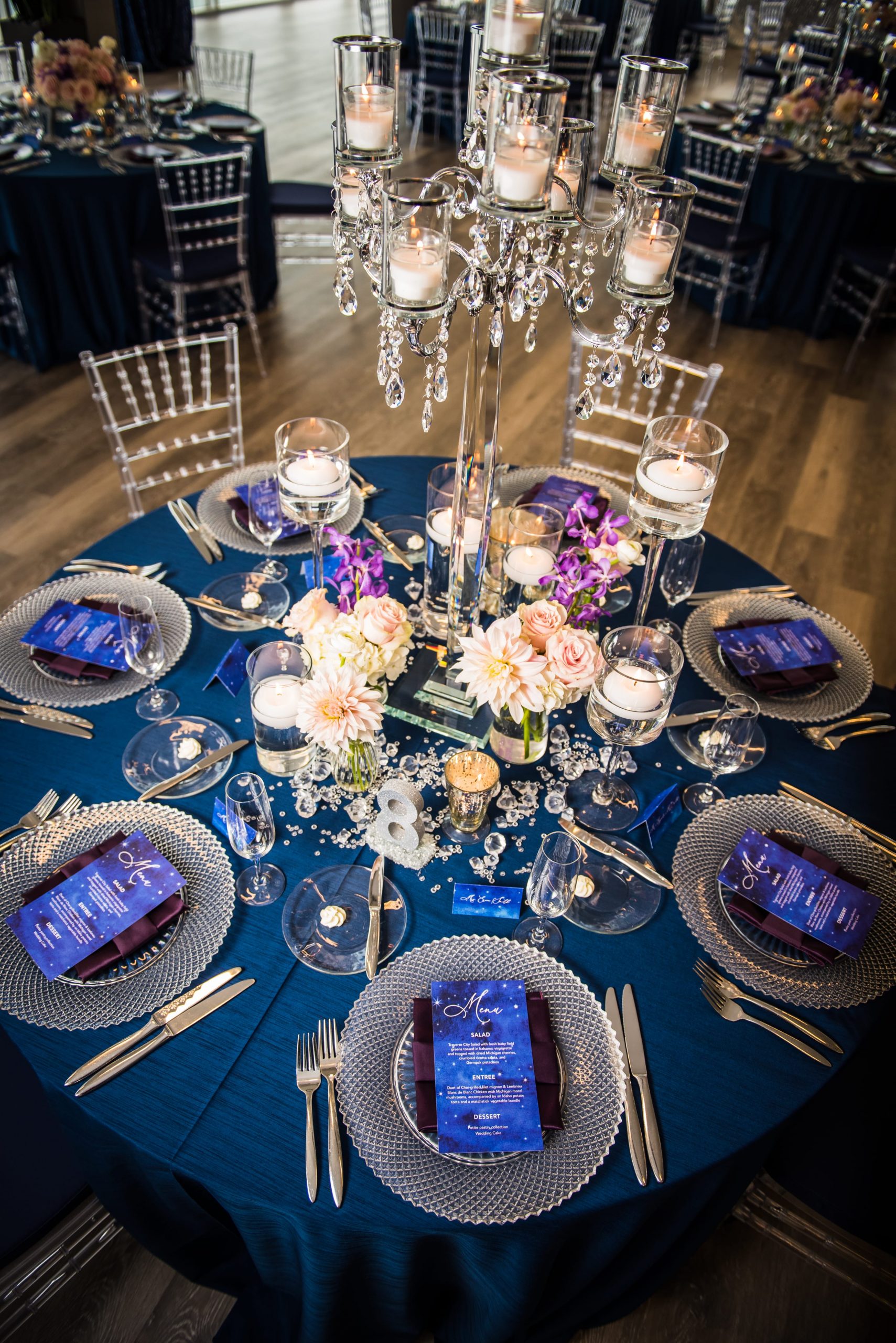 starry wedding reception table details