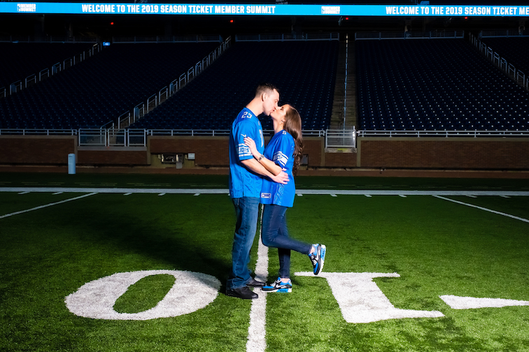 Engagement Session at Ford Field in Detroit