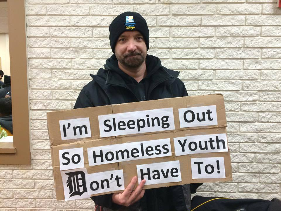 Mike Staff homeless sleepout in Detroit