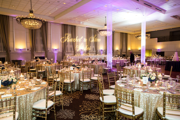 purple wedding uplighting reception