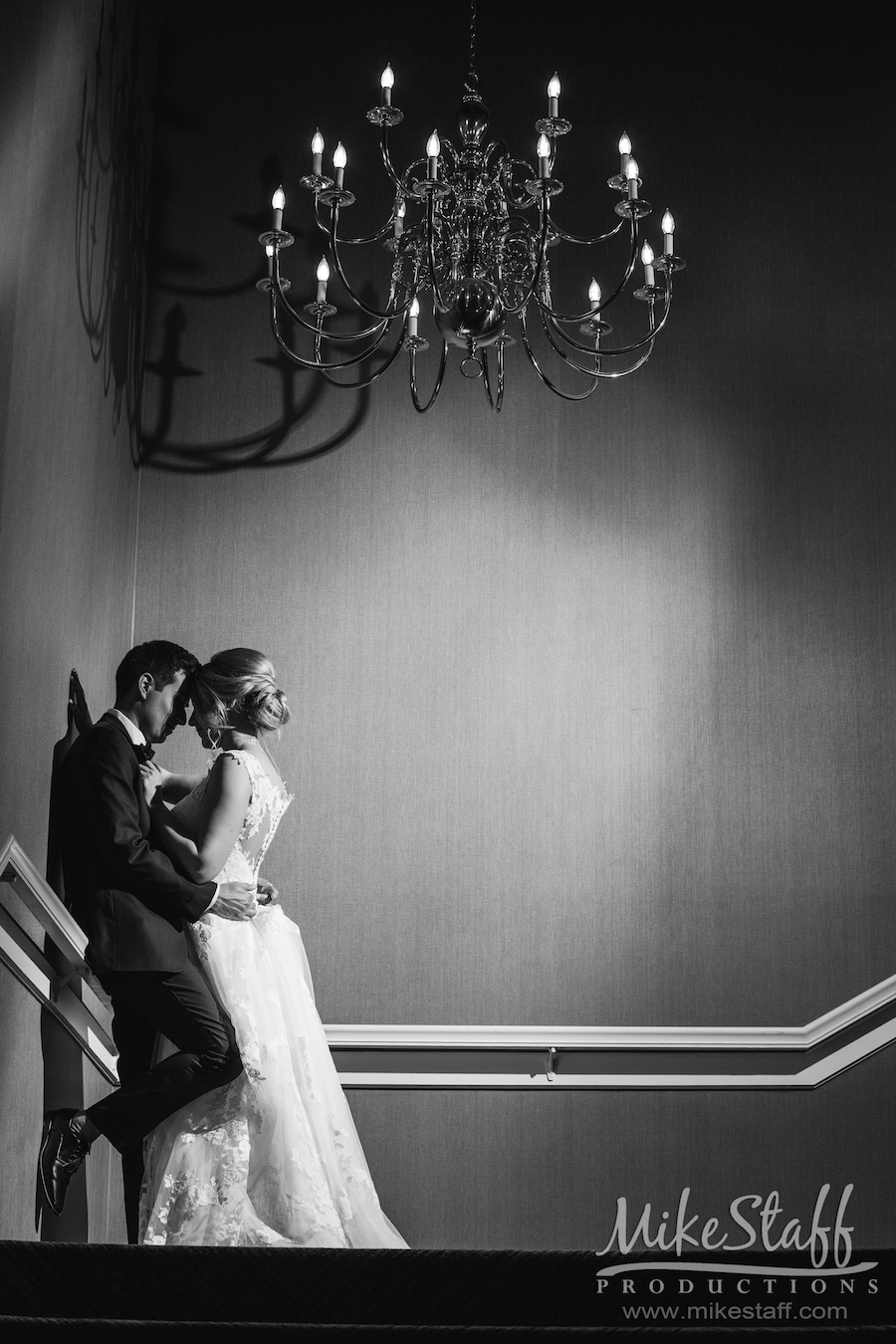 black and white wedding day photo