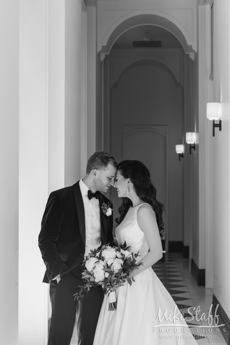 bride and groom Shinola Hotel black and white