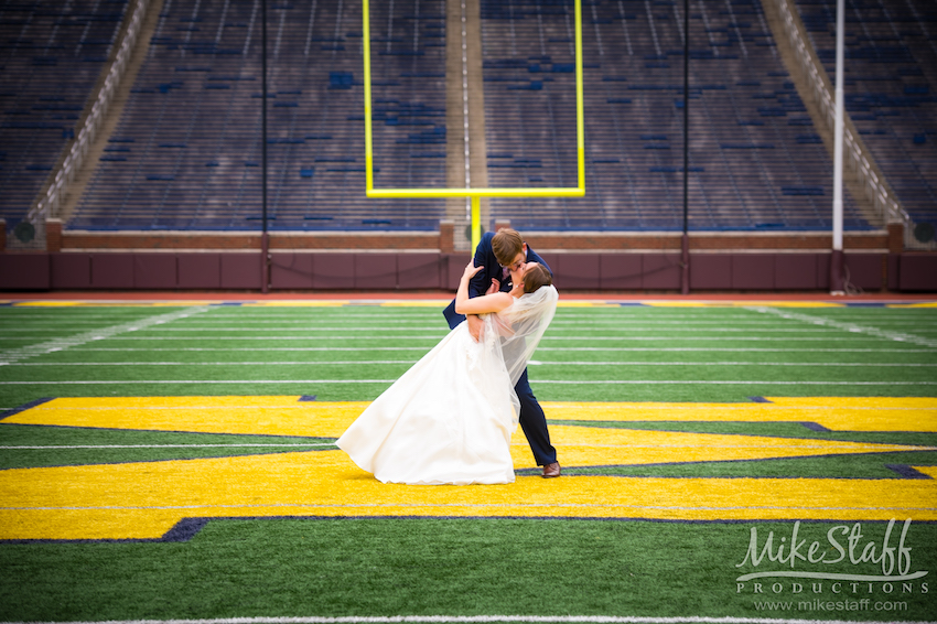 Ann Arbor Photography locations Michigan Stadium Field Wedding Photo