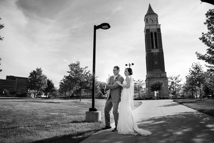 bride and groom at oakland university