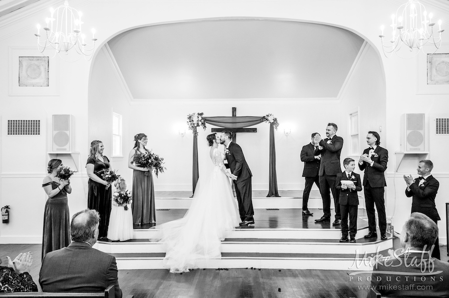 holly vault chapel brooks wedding black and white