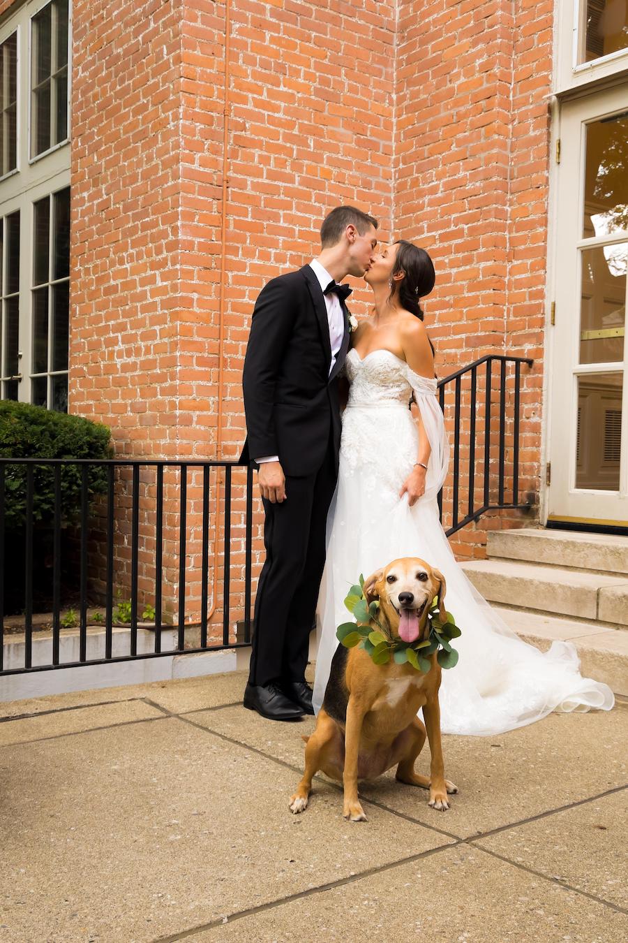 bride and groom included dog in their wedding