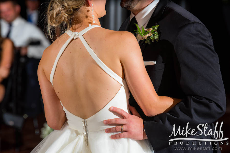 bride's dress details during first dance
