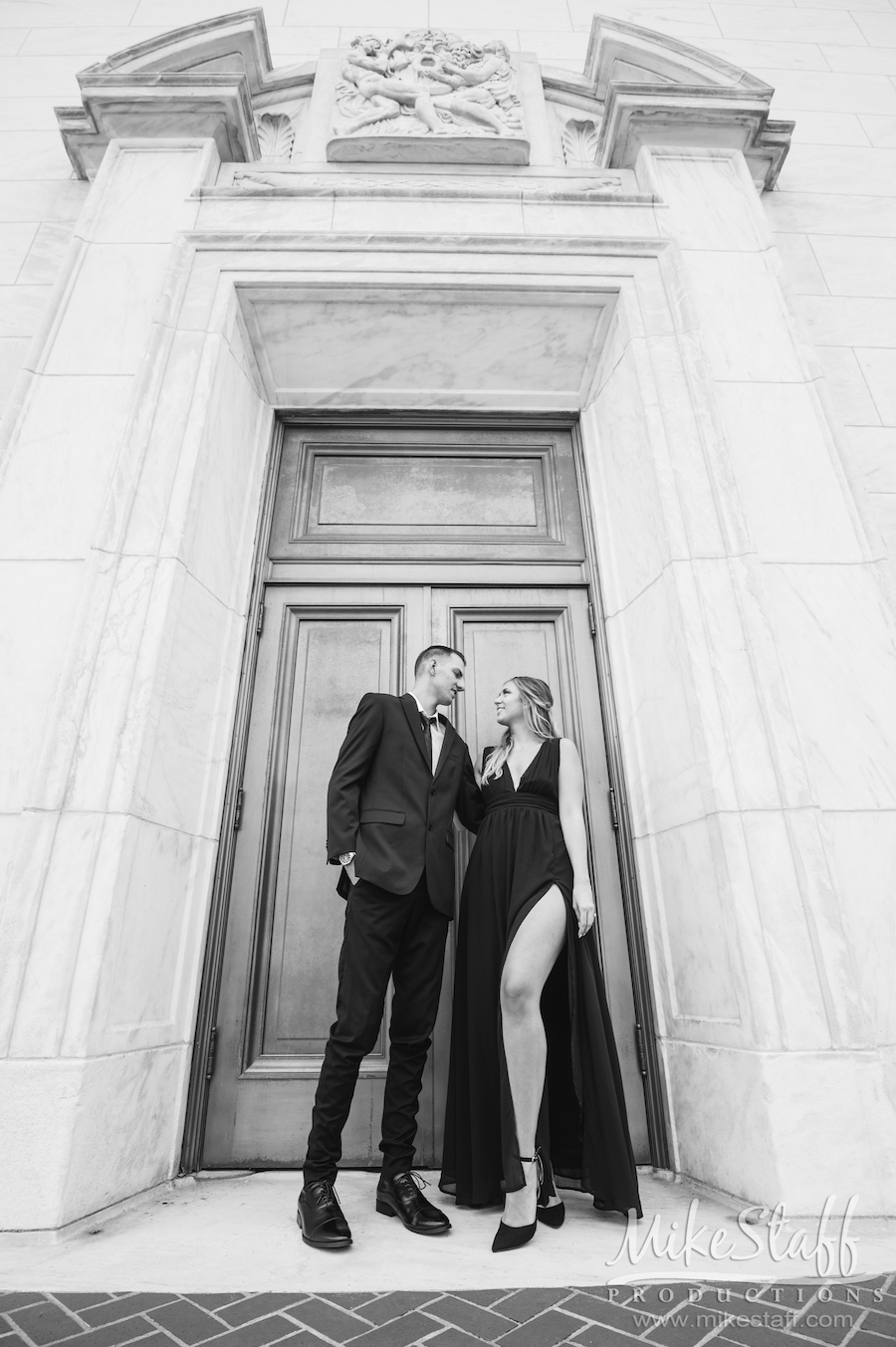 engagement photo locations DIA black and white