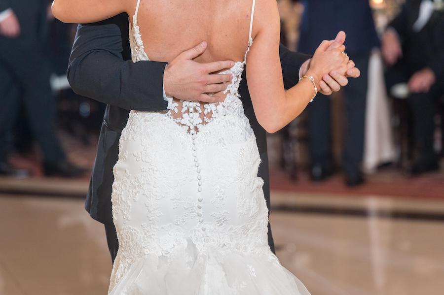 close up of backs during first dance