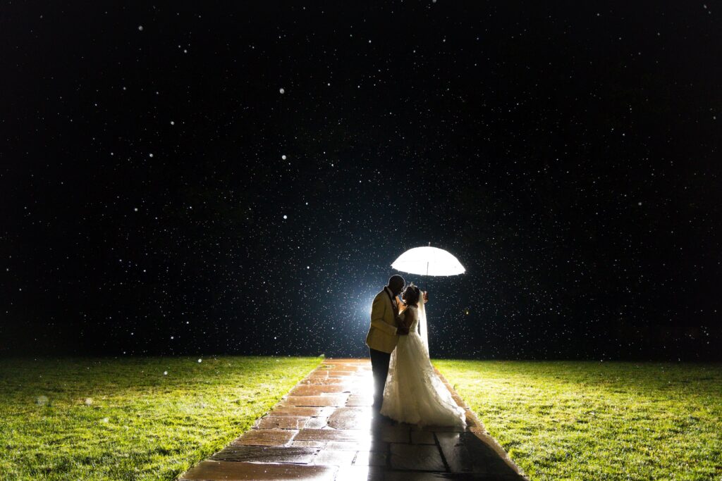 Detroit Wedding Photography at Meadow Brook Hall_bride and groom in the rain