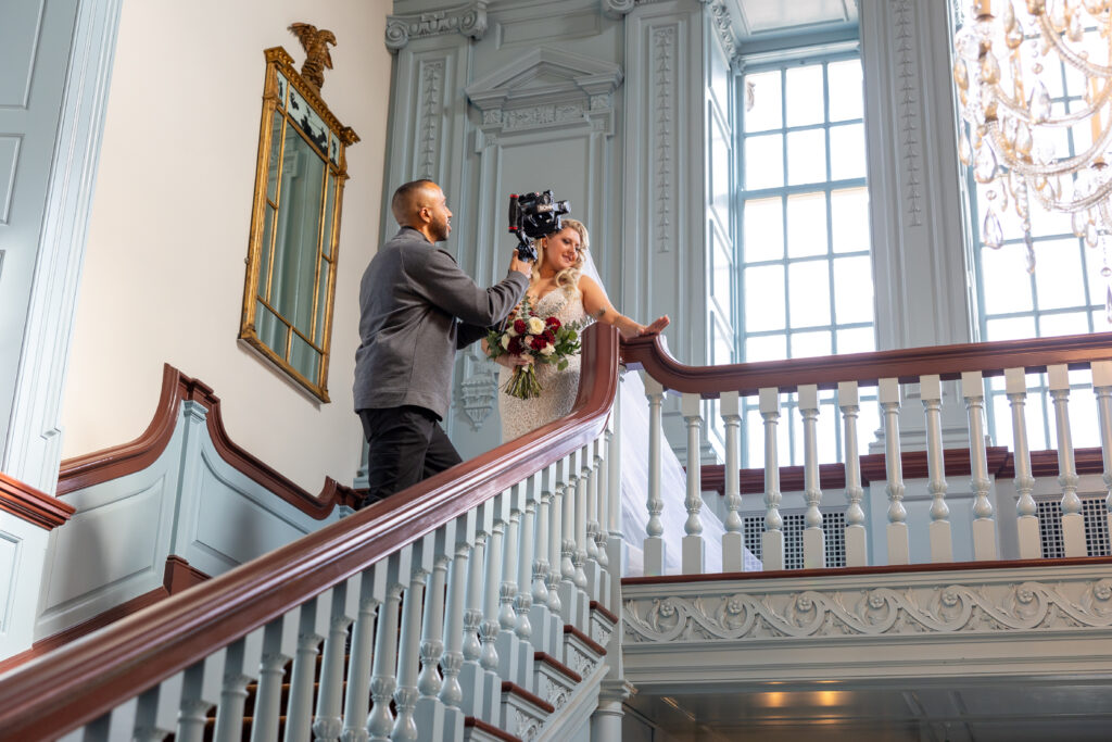 professional wedding videographer_Mike Staff Productions_henry ford staircase
